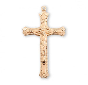 Gold Over Sterling Silver High Relief Crucifix