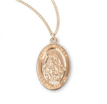 Load image into Gallery viewer, Patron Saint Michael Oval Gold Over Sterling Silver Medal
