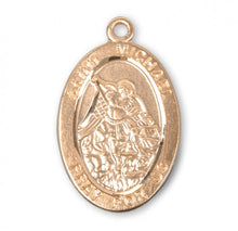 Load image into Gallery viewer, Patron Saint Michael Oval Gold Over Sterling Silver Medal
