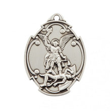 Load image into Gallery viewer, Saint Michael the Archangel in Styled Cross Shield Protection Medal
