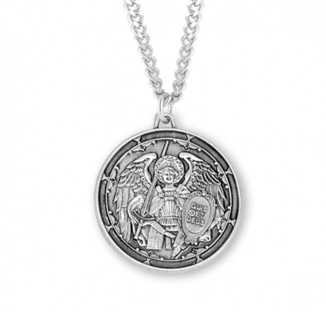 Saint Michael the Archangel Round Sterling Silver Medal