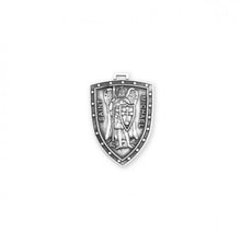 Load image into Gallery viewer, Saint Michael Sterling Silver Shield Medal
