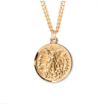 Load image into Gallery viewer, Saint Michael Round Gold Over Sterling Silver Medal
