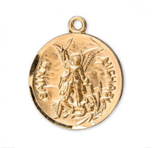 Load image into Gallery viewer, Saint Michael Archangel Round Gold Over Sterling Silver Medal
