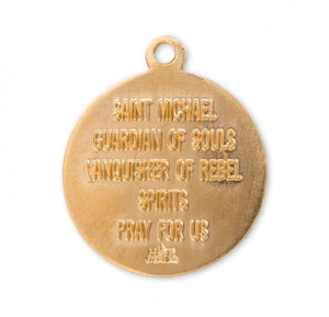 Saint Michael Archangel Round Gold Over Sterling Silver Medal