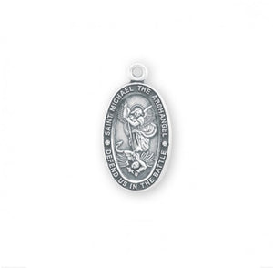 Saint Michael Oval Sterling Silver Protection Medal