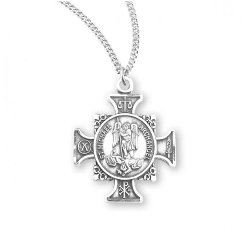 Saint Michael Sterling Silver Maltese Cross