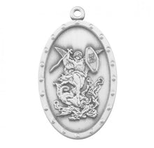 Load image into Gallery viewer, Saint Michael Sterling Silver Oval Shield Medal
