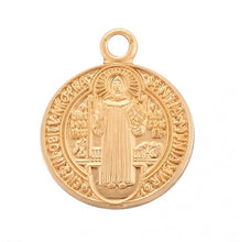 Load image into Gallery viewer, Saint Benedict Round Jubilee Medal Gold Over Sterling Silver Medal
