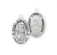 Load image into Gallery viewer, Sterling Silver Oval Sterling Silver Saint Christopher Track Male Athlete Medal
