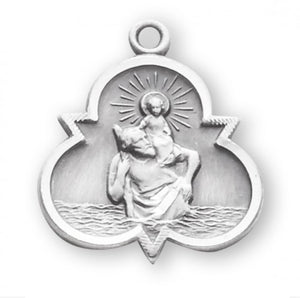 Saint Christopher Sterling Silver Trinity Symbol Medal