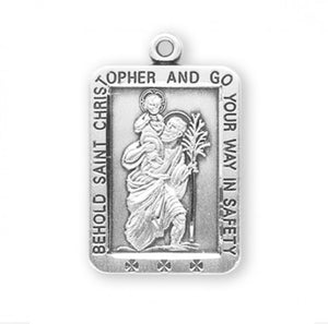 Saint Christopher Square Sterling Silver Medal