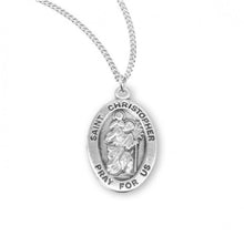 Load image into Gallery viewer, Saint Christopher Oval Sterling Silver Medal
