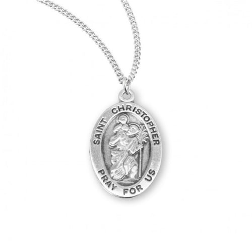 Saint Christopher Oval Sterling Silver Medal