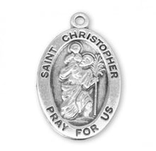 Load image into Gallery viewer, Saint Christopher Oval Sterling Silver Medal
