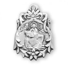 Load image into Gallery viewer, Saint Christopher Floral Bordered Sterling Silver Medal
