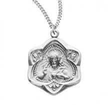 Load image into Gallery viewer, Sacred Heart of Jesus Sterling Silver Scapular Medal
