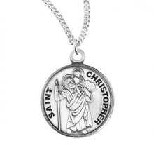 Load image into Gallery viewer, Saint Christopher Round Sterling Silver Medal
