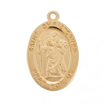 Load image into Gallery viewer, Patron Saint Christopher Oval Gold Over Sterling Silver Medal
