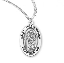 Load image into Gallery viewer, Patron Saint Christopher Oval Sterling Silver Medal
