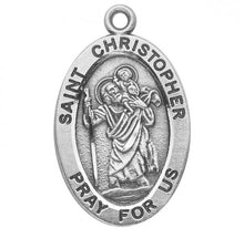 Load image into Gallery viewer, Saint Christopher Travelers Oval Sterling Silver Medal
