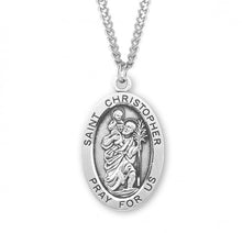 Load image into Gallery viewer, Patron Saint Christopher Oval Sterling Silver Medal
