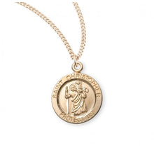 Load image into Gallery viewer, Patron Saint Christopher Round Gold Over Sterling Silver Medal
