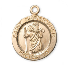 Load image into Gallery viewer, Patron Saint Christopher Round Gold Over Sterling Silver Medal
