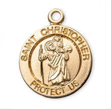 Load image into Gallery viewer, Patron Saint Christopher Round Gold Over Sterling Silver Medal
