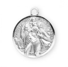 Load image into Gallery viewer, Saint Christopher and Saint Raphael Double Sided Sterling Silver Medal
