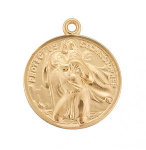 Saint Christopher And Raphael Double Sided Gold Over Sterling Silver Medal