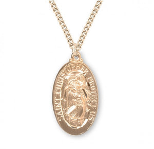 Saint Christopher Oval Gold Over Sterling Silver Medal