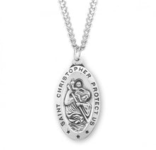 Load image into Gallery viewer, Saint Christopher Oval Saint Christopher Sterling Silver Medal
