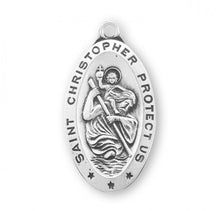 Load image into Gallery viewer, Saint Christopher Oval Saint Christopher Sterling Silver Medal
