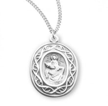 Load image into Gallery viewer, Saint Christopher Oval Sterling Silver &quot;Crown of Thorns&quot; Medal
