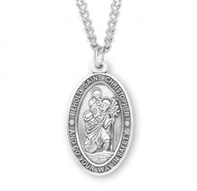 Load image into Gallery viewer, Saint Christopher Oval Sterling Silver Medal
