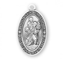 Load image into Gallery viewer, Behold Saint Christopher Oval Sterling Silver Medal
