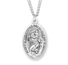 Load image into Gallery viewer, Saint Christopher Oval Sterling Silver Medal
