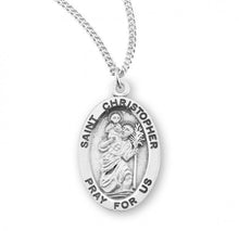 Load image into Gallery viewer, Saint Christopher Oval Sterling Silver Medal
