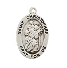 Load image into Gallery viewer, Saint Christopher Oval Sterling Silver Medal
