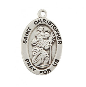 Saint Christopher Oval Sterling Silver Medal