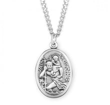 Load image into Gallery viewer, Saint Christopher Oval Sterling Silver Medal
