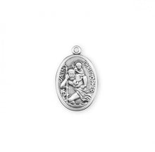 Load image into Gallery viewer, Saint Christopher Modern Oval Sterling Silver Medal
