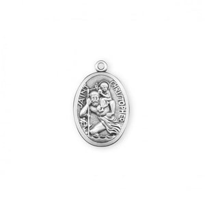 Saint Christopher Modern Oval Sterling Silver Medal