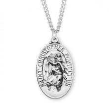 Load image into Gallery viewer, Saint Christopher Oval Sterling Silver Medal
