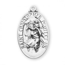 Load image into Gallery viewer, Saint Christopher Oval Sterling Silver Medal
