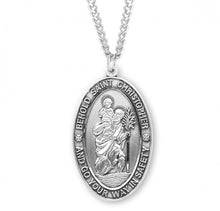 Load image into Gallery viewer, Saint Christopher Oval Sterling Silver Medal
