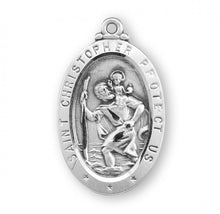 Load image into Gallery viewer, Saint Christopher Oval Sterling Silver Medal
