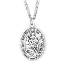 Load image into Gallery viewer, Saint Christopher Oval Sterling Silver Medal
