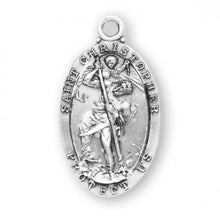 Load image into Gallery viewer, Saint Christopher Oval Sterling Silver Medal
